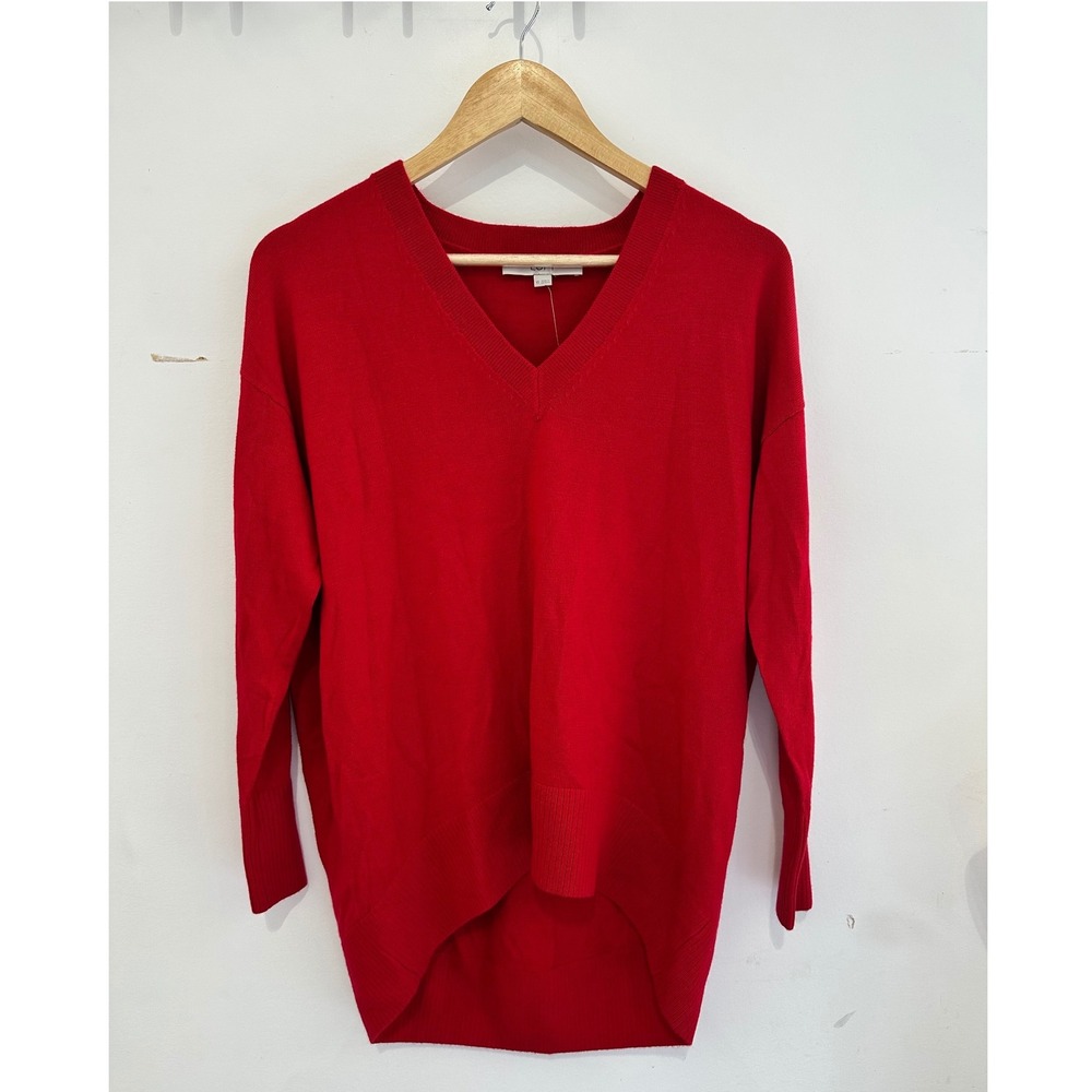 Loft Womens Red V-Neck High-Low Sweater XS NWT Workwear Holidays